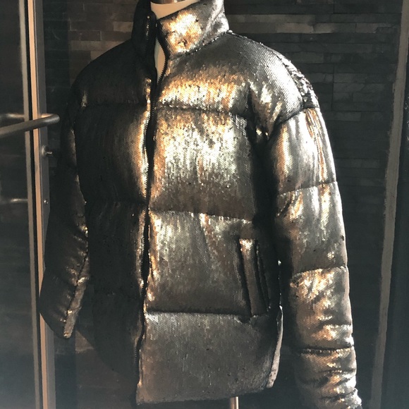 ASOS Silver Sequins Puffer Jacket 3XL - Picture 7 of 12